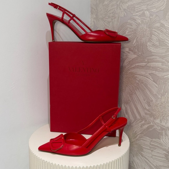 Valentino Garavani Red Pointed-Toe Slingback Heels – Gently Used - Picture 3 of 5
